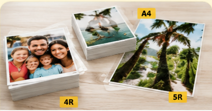Printed photo prints in common photo sizes